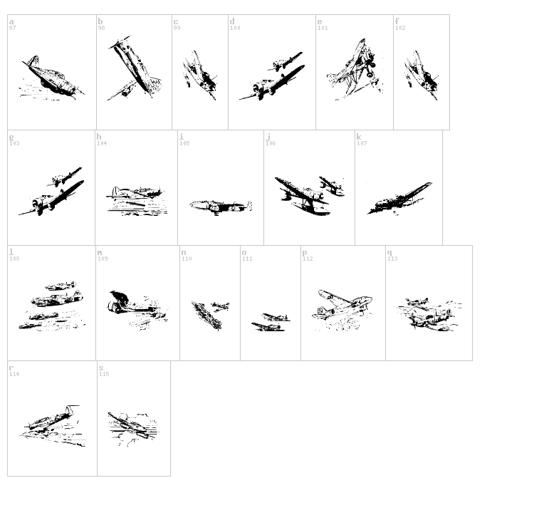 War II Wairplanes font map