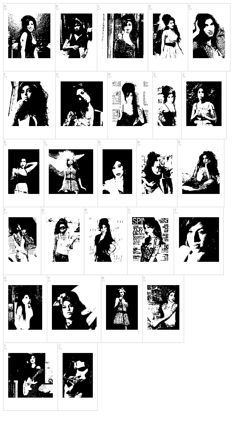 AmyBats font map