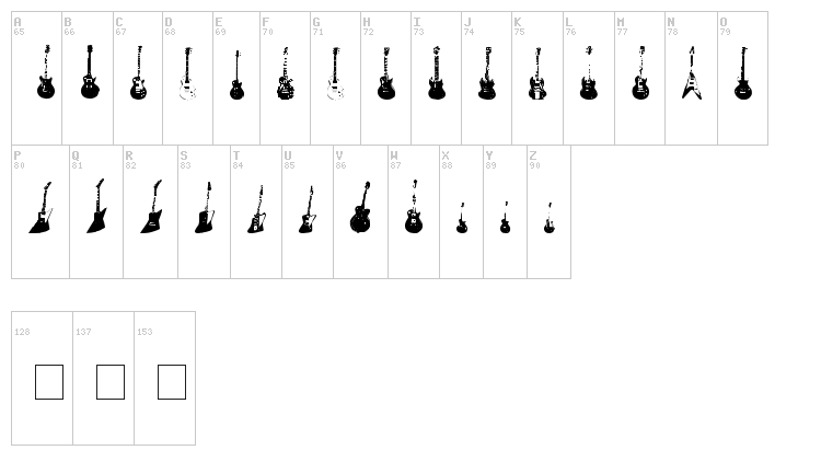 Jazzed Up font map