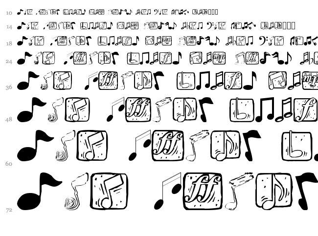 Music Elements font waterfall