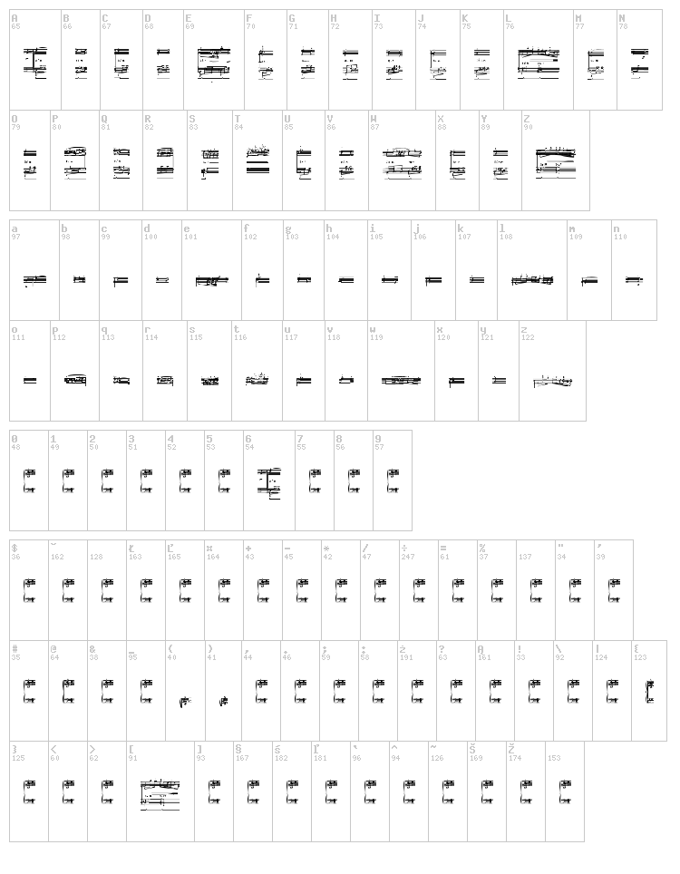 Nocturnal Experience font map