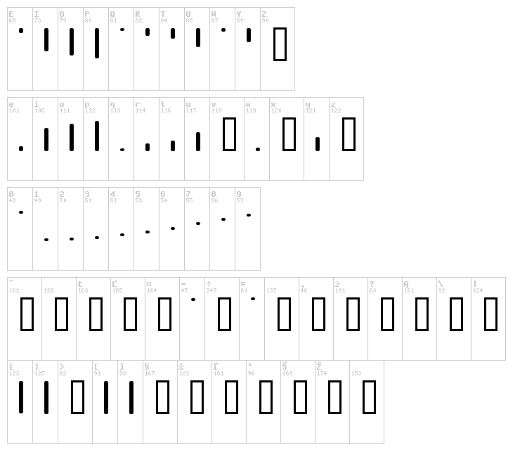Trix font map