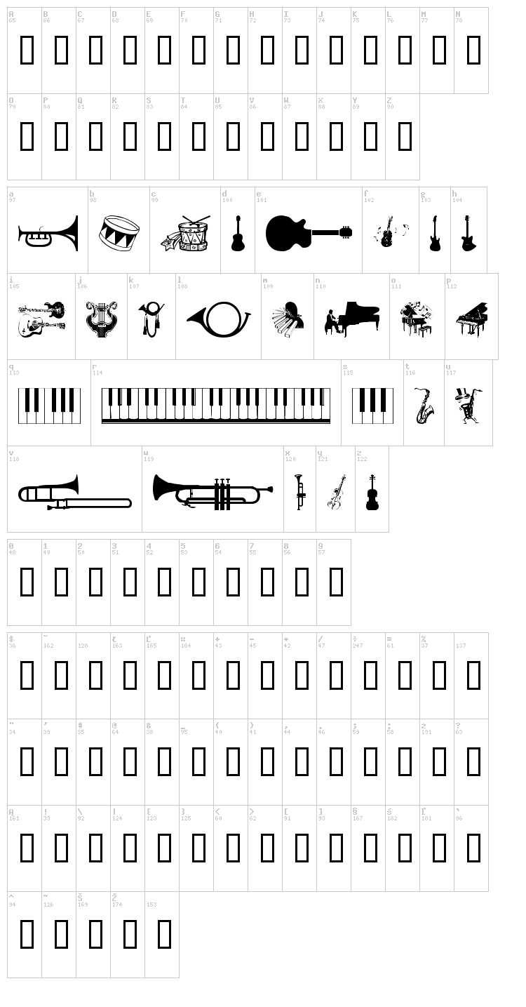 WM Music font map