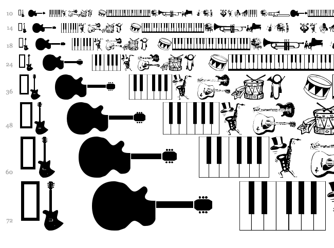 WM Music font waterfall