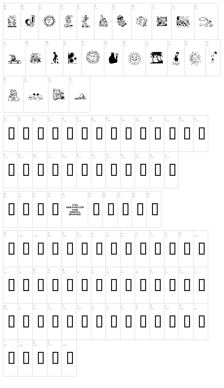 4YeoSummer font map