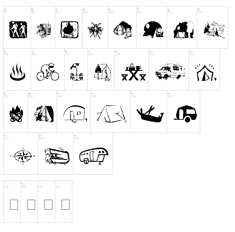 AEZ Camping font map