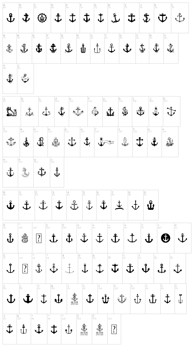 Anchor font map