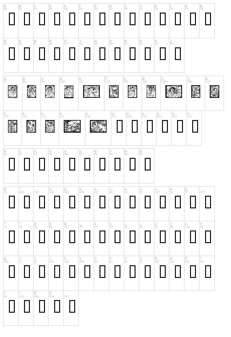 Angels Fairies font map