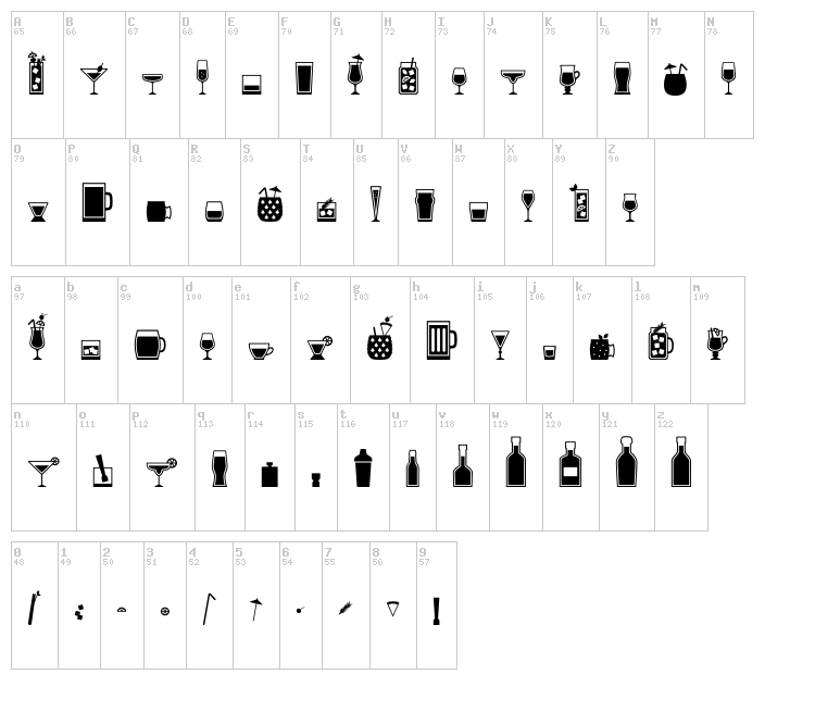 Bar Book font map