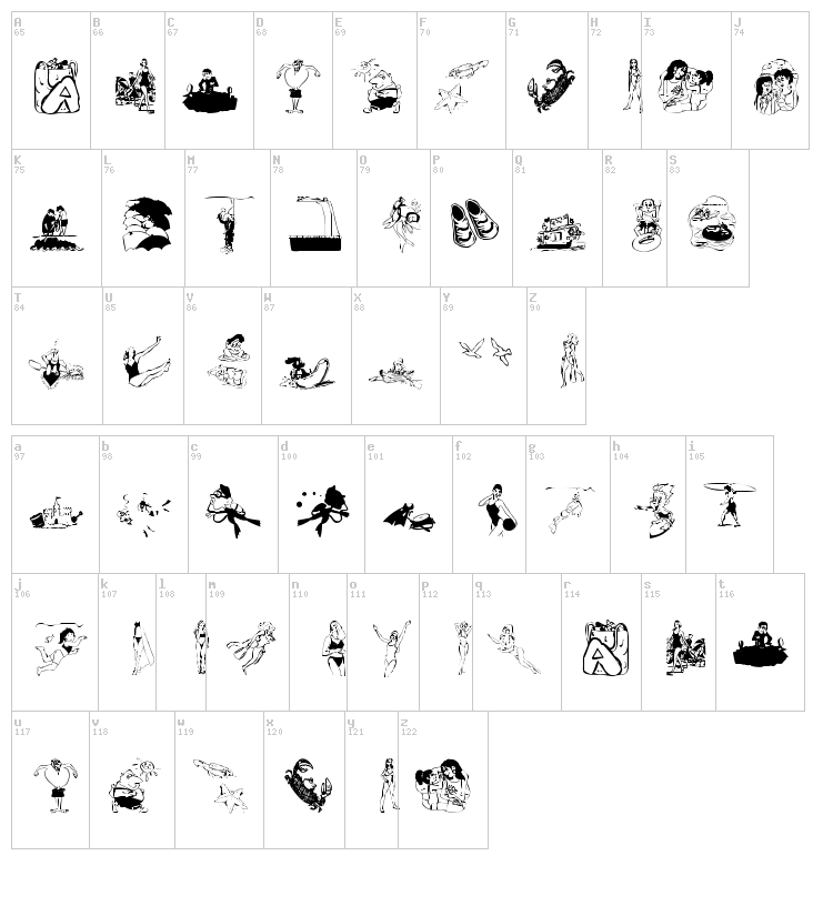 Beach Bats font map