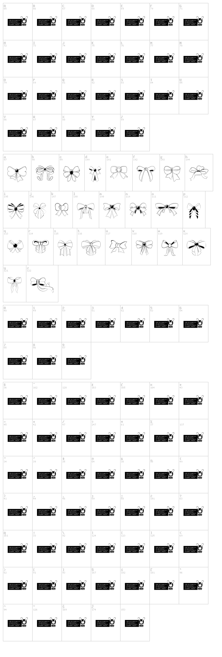 Bow font map
