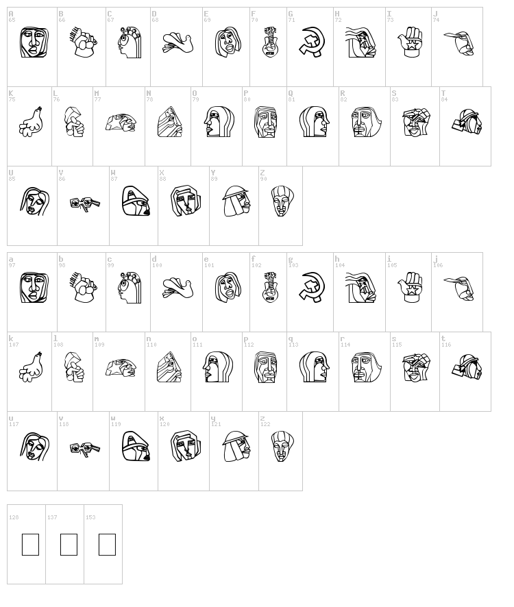 Brigada Ramona Parra font map