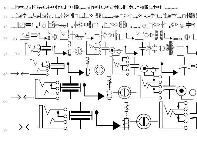 Carr Electronic font waterfall