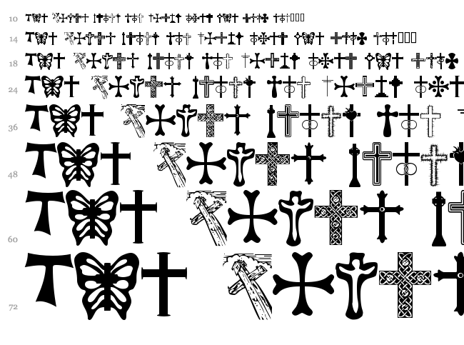 Christian Crosses font waterfall