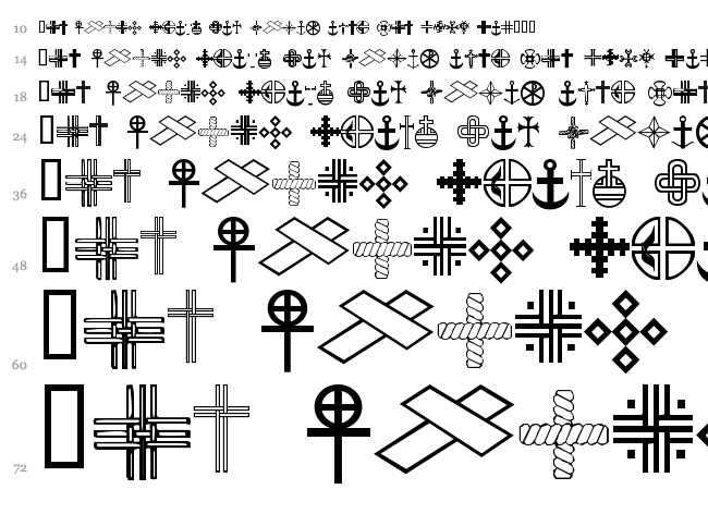 Christian Crosses font waterfall