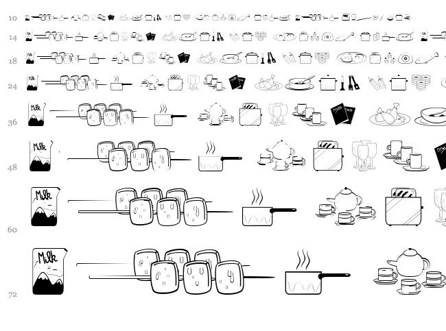 Cooking Set font waterfall