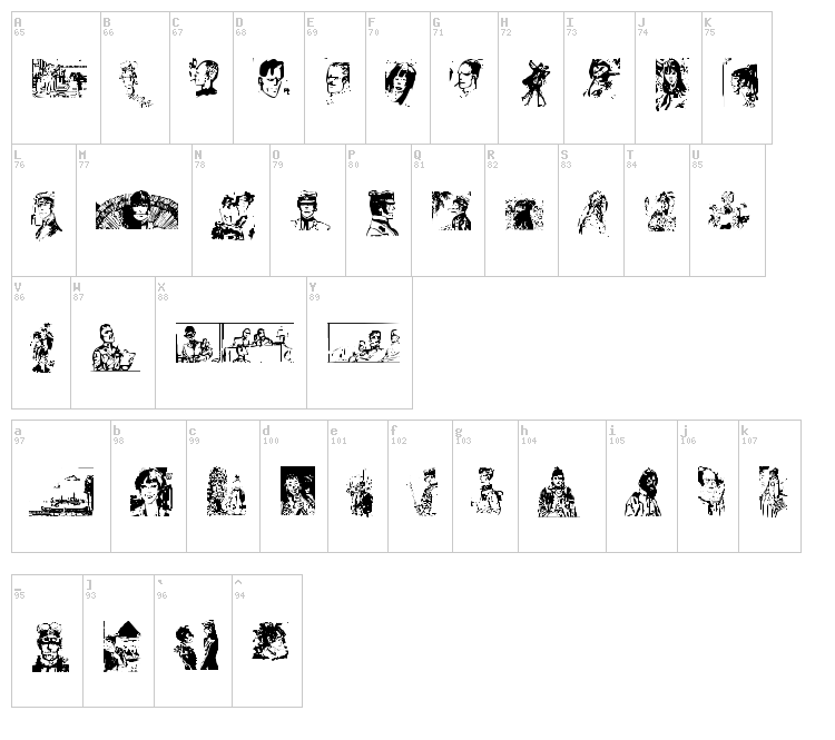 Corto Maltese font map