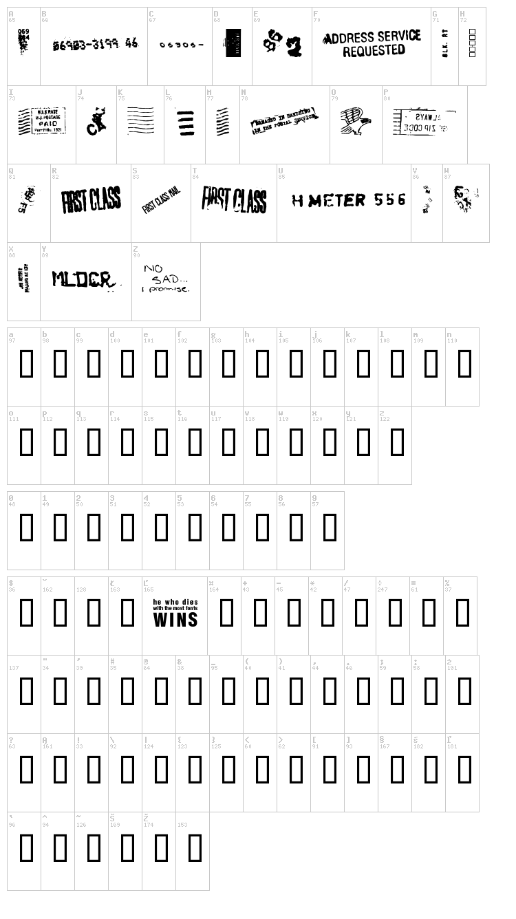Dead Letter Office font map