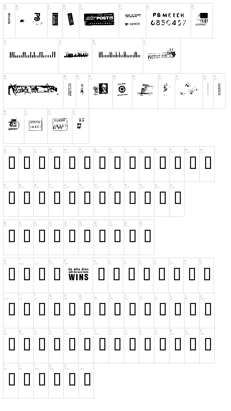 Dead Letter Office font map