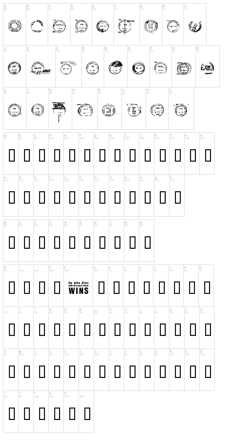 Dead Letter Office font map