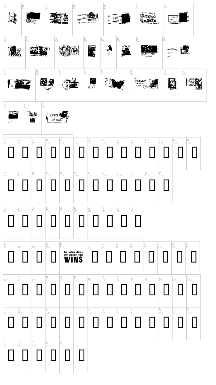 Dead Letter Office font map