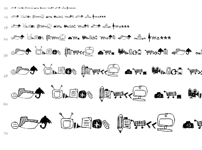 Derp Icons font waterfall