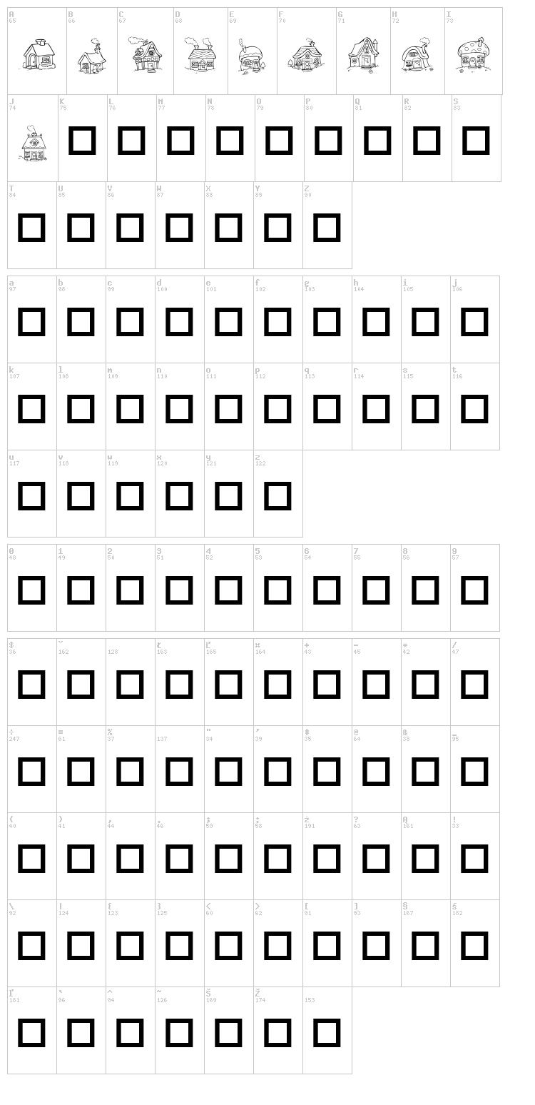 Destiny Little Houses font map