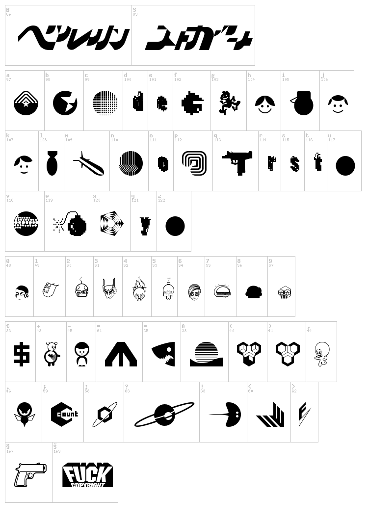 Destroy Dingbats font map