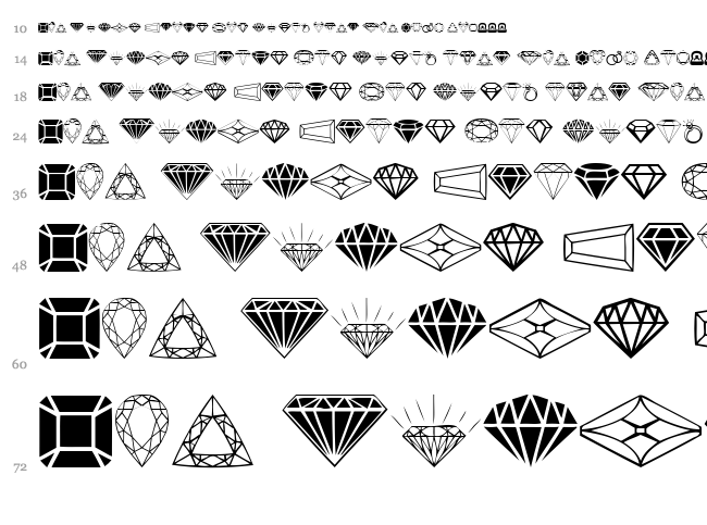 Diamonds font waterfall