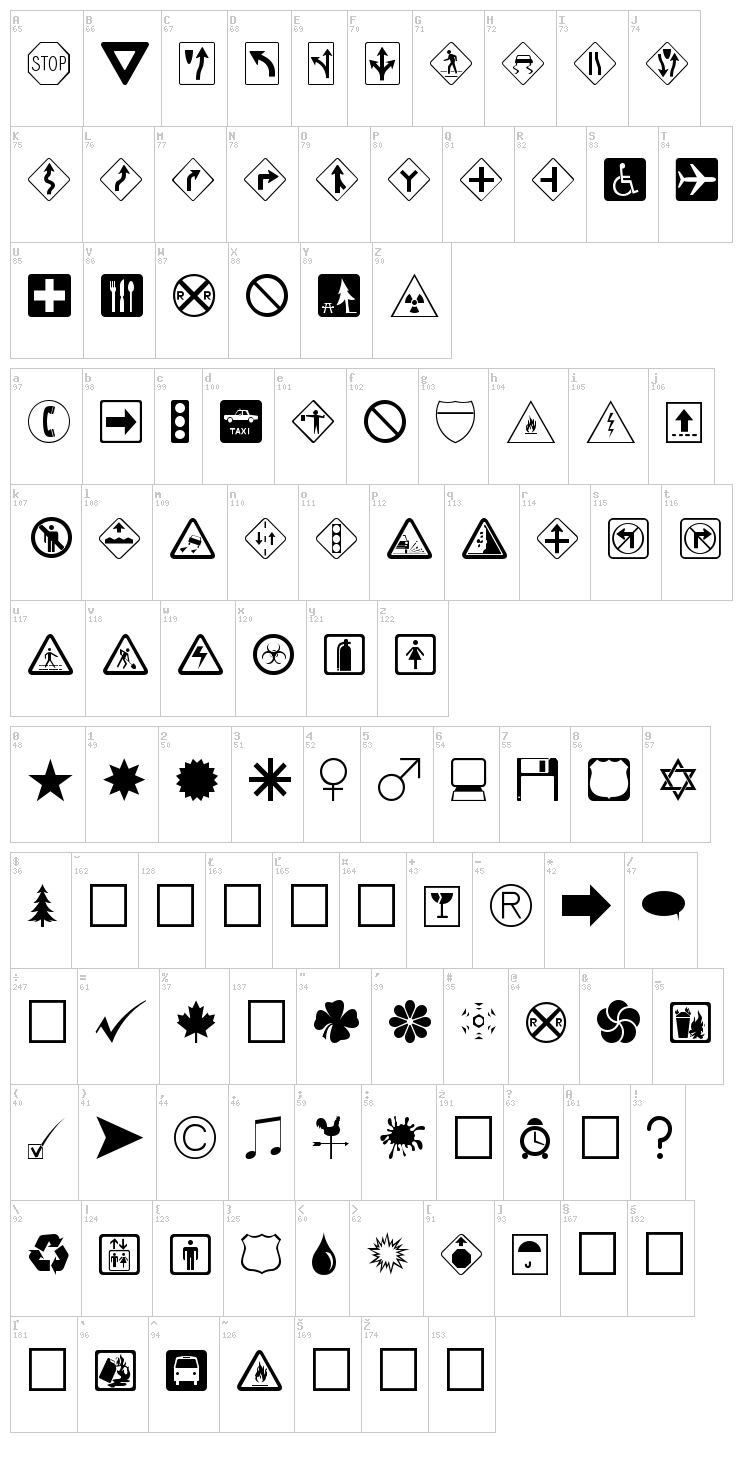 Ding Dongs signs o'the times font map