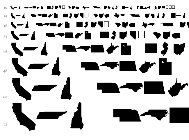 Ding Maps font waterfall
