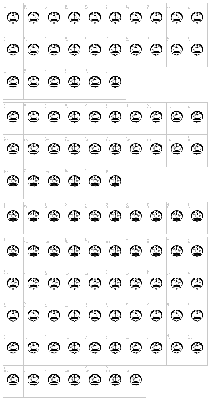 Doraemon font map