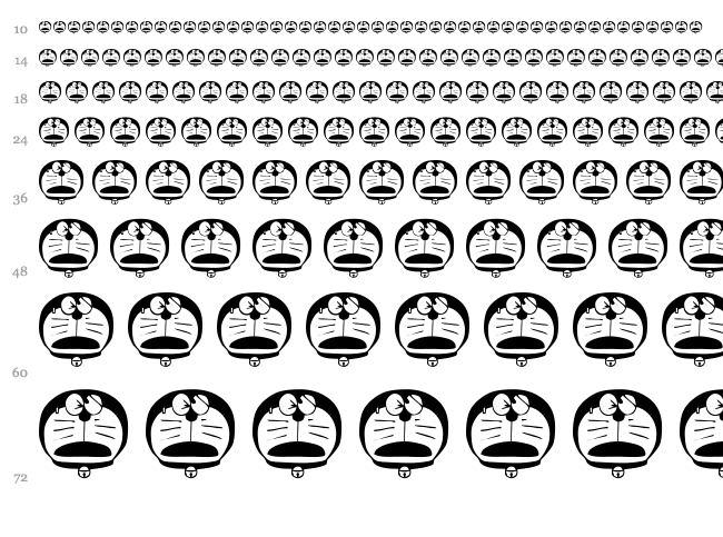 Doraemon font waterfall