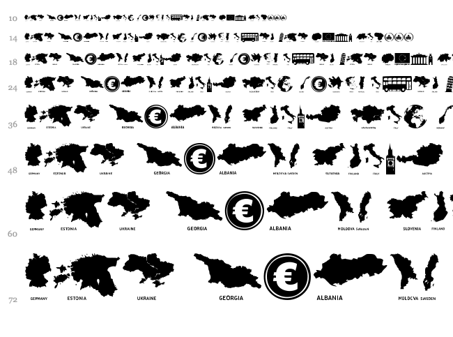 Europe font waterfall
