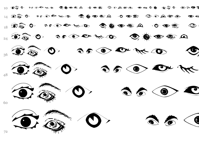 Eyes font waterfall