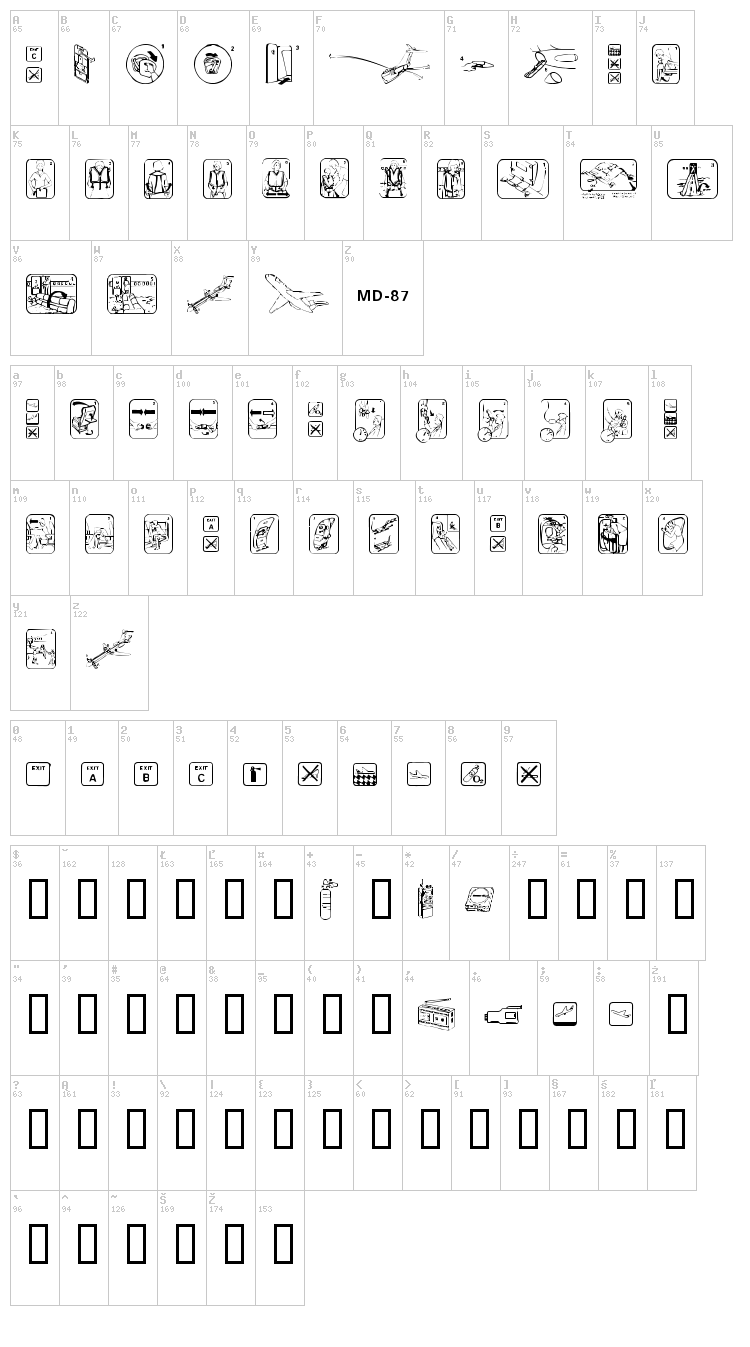 Fasten Your Seat Belt font map