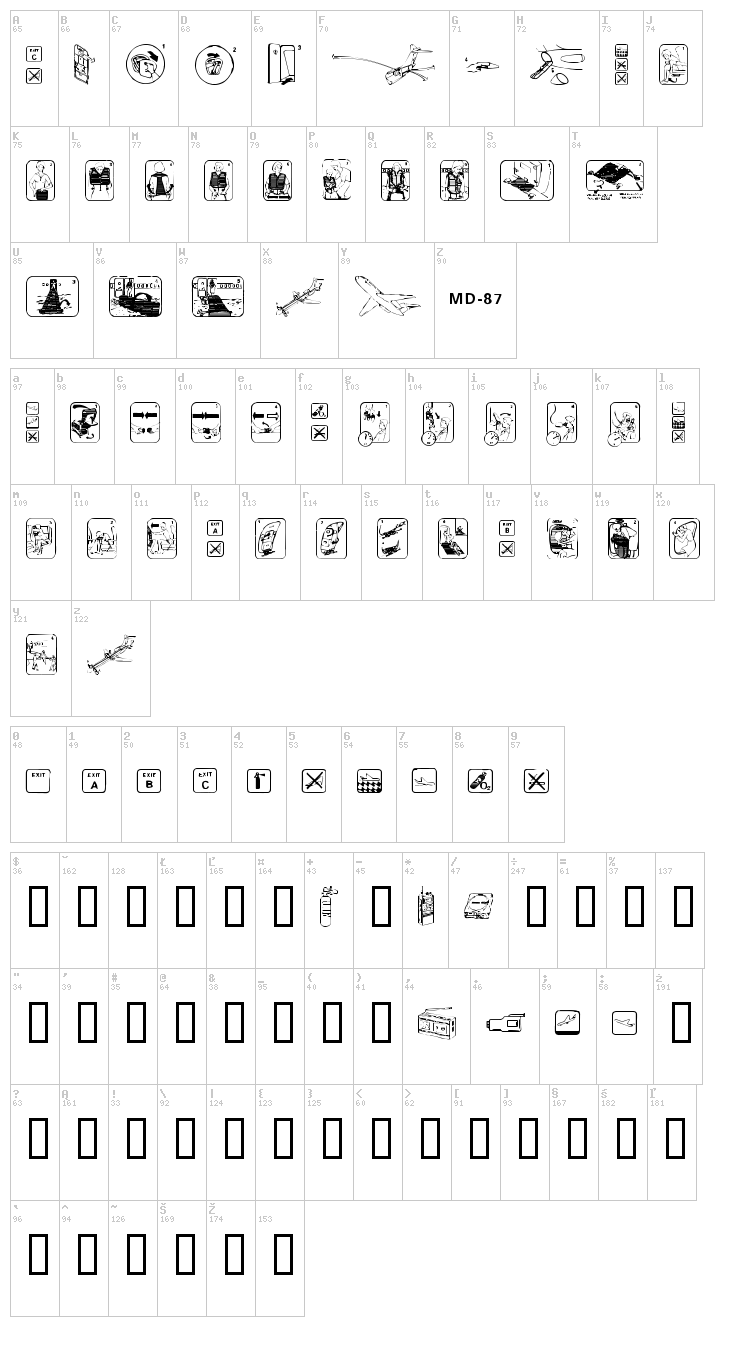 Fasten Your Seat Belt font map