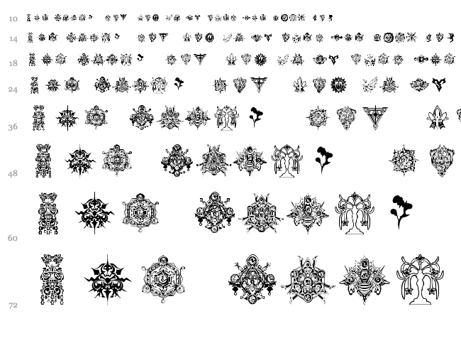 Final Fantasy Symbols font waterfall