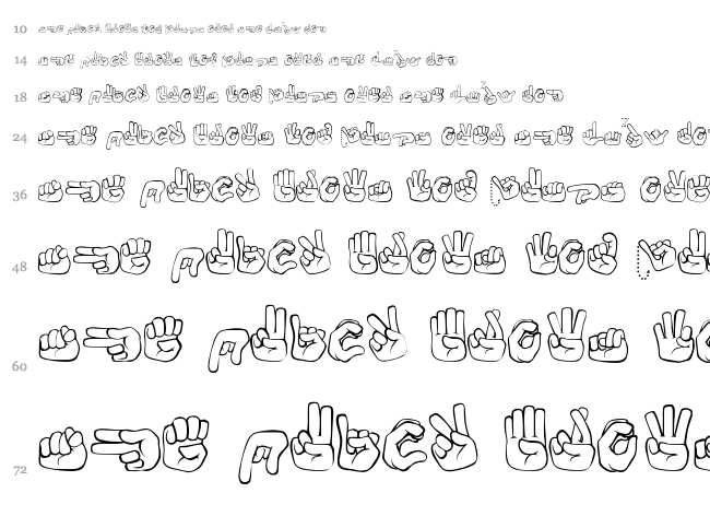 Fingerspelling font waterfall