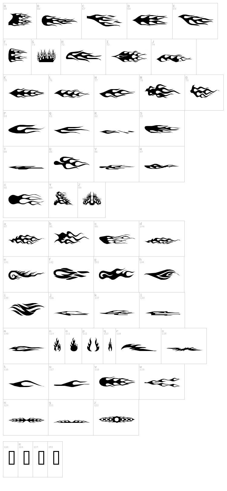 Flamez font map