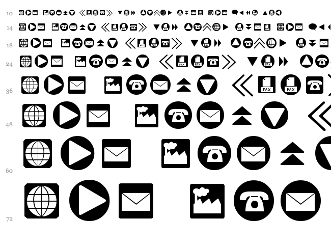 For Buttons font waterfall