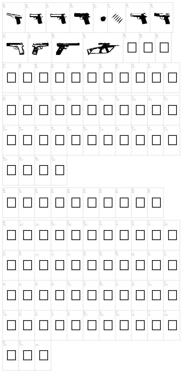 Gunbats font map