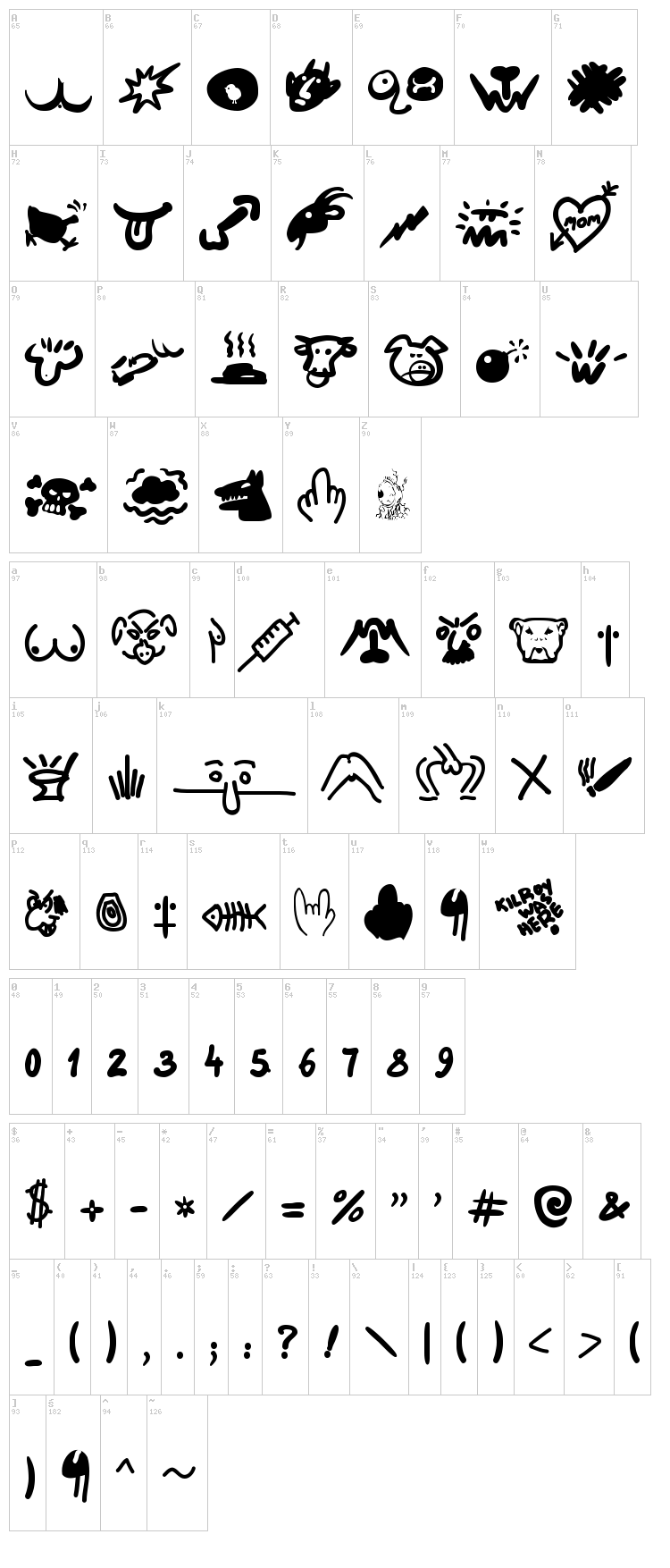 Hard Talk font map