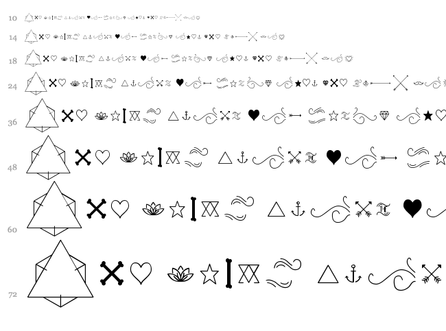 HBM Serenity Symbolism font waterfall