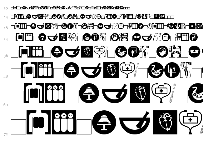 Healthcare Symbols font waterfall