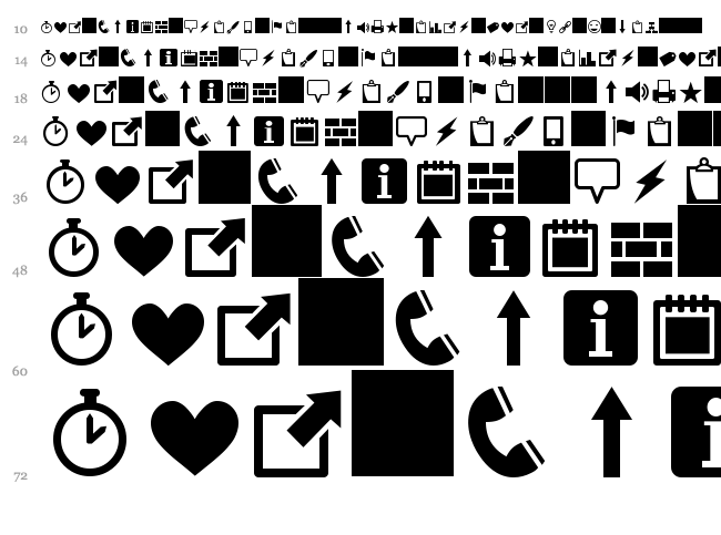 Heydings Icons font waterfall