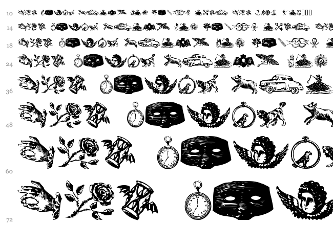 Infinit Dingbats font waterfall