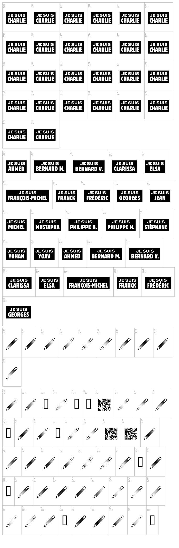 Je Suis Charlie font map