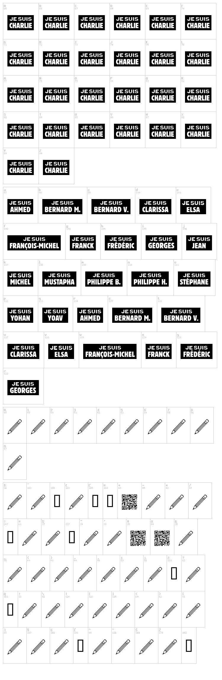 Je Suis Charlie font map