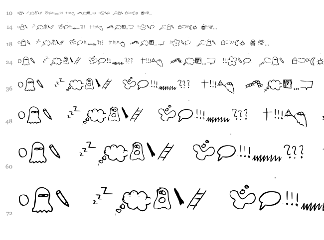 Just symbols and stuff font waterfall